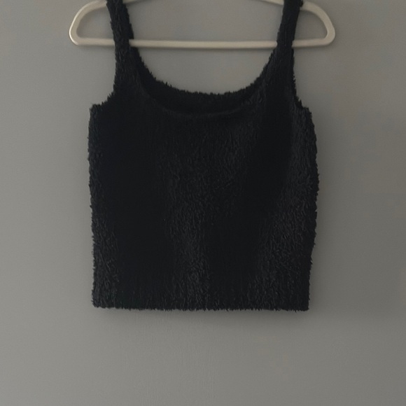 SKIMS Black Fuzzy Sleeveless Tank Top - cozy collection NWOT very soft + comfy - Picture 2 of 7